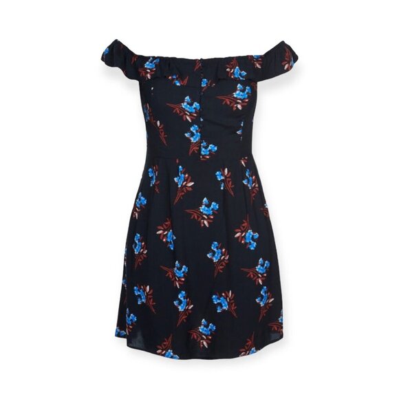 NWT City Chic Mini Dress, Blue Floral Off‎ the Shoulder, Size 16 Plus size - Picture 2 of 12